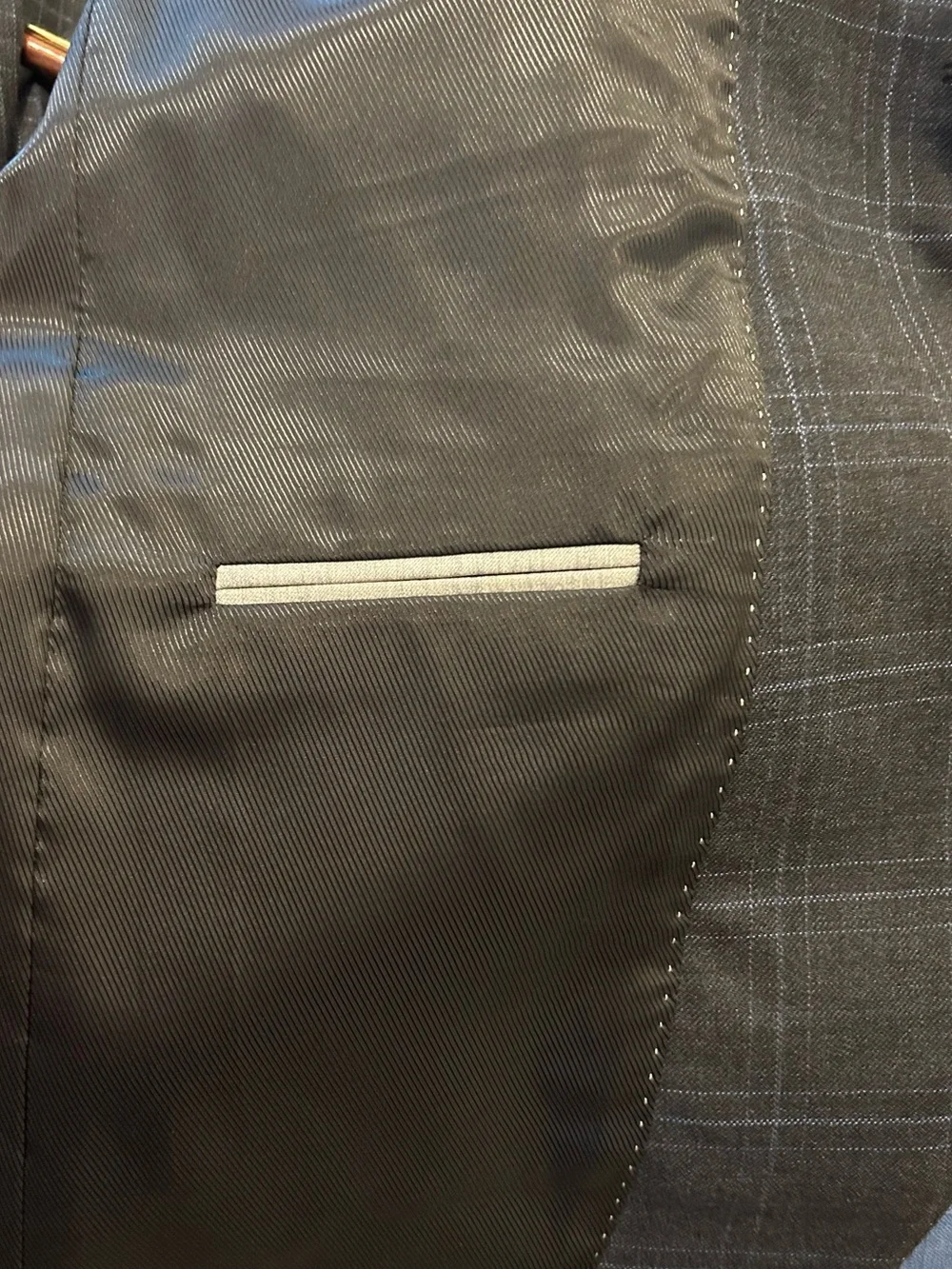 Hart Schaffner Marx Windowpane Sport Coat Blue &Charcoal Windowpane Worsted Wool